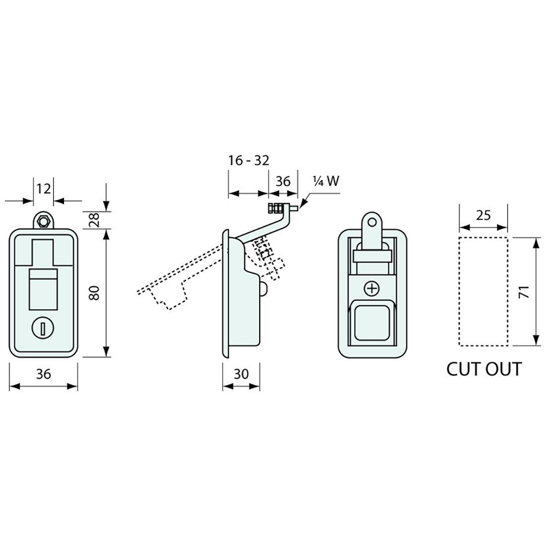 Lever Latch Medium Black 80mm